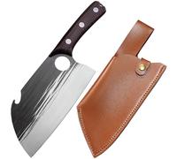 TUTCHUAN Chef Knife Japanese 7 inch Professional Hand Forged Kitchen Knives Full Tang High Carbon Stainless Steel Home and Outdoor Cooking Knife with Sheath for Cutting Chopping