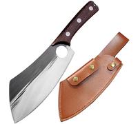 TUTCHUAN Japanese Style Chef Knife 7.5 inch Hand Forged Kitchen Knives Full Tang High Carbon Stainless Steel Home and Outdoor Cooking Knife with Sheath for Cutting Chopping