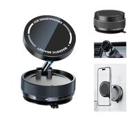 TUTGLOBAL Vacuum Suction Magnetic Car Phone Holder Mount Fit All Phones,Adjustable Phone Holders for Your Car,Mechanical Knob No Need Charging,Metal Ring Stick Outside if Case Non-Magnetic (Black)