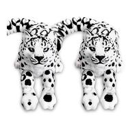 TUTHKOTH 2 Pack 3D Printed Snow Leopard - Black & White Spotted Design, Fully Articulated Joints, 3D Printed Animals for Fun Animal Decor, 6.5 Inches Long