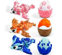 TUTHKOTH 3PCS 3D Printed Dragon Egg Figurine Set with Baby Dragons, 3.14 inch, Pink Cherry Blossom, Ice Crystal Blue, Orange Ice Cream Design