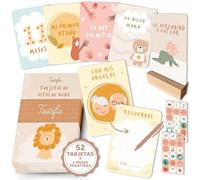 Tutifu 52 Baby Milestone Cards with Sticker Sheets and Support. Gifts for Birth, Milestone Cards Pregnancy, Milestones Baby, Monthly Cards Baby 1-24 Months Baby Shower Gift (Spanish)
