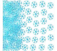 TUTINGKE 300Pcs Snowflakes Confetti for Christmas Wonderland Winter Frozen Party, Glittered Large Plastic Snowflake Ornaments, Winter Christmas Wedding Birthday Holiday Party Decorations (Blue)