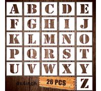 TUTINGKE 4inch Letter Stencils Set, 26Pcs Plastic Reusable Scale Spraying Alphabet Stencils Learning Templates for Painting Painting Wood Wall Home Decor,DIY Craft Projects,Family Names (4 Inch)