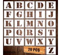 TUTINGKE 8inch Letter Stencils Set, 26Pcs Plastic Reusable Scale Spraying Alphabet Stencils Learning Templates for Painting Painting Wood Wall Home Decor,DIY Craft Projects,Family Names (8 Inch)