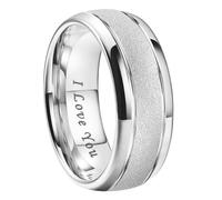 TUTISS 6mm 8mm Black/Gold/Rose Gold/White Tungsten Rings for Men Women Fashion Engagement Wedding Bands Sandblasted Finish I Love You Engraved Comfort Fit, Metal, No Gemstone
