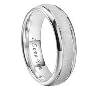 TUTISS 6mm 8mm Black/Gold/Rose Gold/White Tungsten Rings for Men Women Fashion Engagement Wedding Bands Sandblasted Finish I Love You Engraved Comfort Fit, Metal, No Gemstone