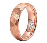 TUTISS 6mm 8mm Silver/Black/Gold/Rose Gold Hammered Tungsten Rings for Men Women Couple Fashion Jewelry Engagement Wedding Bands Domed Matte Finish Comfort Fit, Metal, No Gemstone