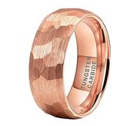 TUTISS 6mm 8mm Silver/Black/Gold/Rose Gold Hammered Tungsten Rings for Men Women Couple Fashion Jewelry Engagement Wedding Bands Domed Matte Finish Comfort Fit, Metal, No Gemstone