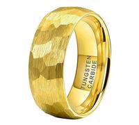 TUTISS 6mm 8mm Silver/Black/Gold/Rose Gold Hammered Tungsten Rings for Men Women Couple Fashion Jewelry Engagement Wedding Bands Domed Matte Finish Comfort Fit, Metal, No Gemstone