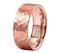 TUTISS 6mm 8mm Silver/Black/Gunmetal/Gold/Rose Gold Hammered Tungsten Rings for Men Women Couple Fashion Jewelry Engagement Wedding Bands Matte Finish Comfort Fit, Metal, No Gemstone