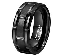 TUTISS 8mm Silver/Black/Gold Tungsten Rings for Men Women Promise Engagement Wedding Band Brick Pattern Brushed Center Comfort Fit, Metal, No Gemstone