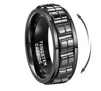 TUTISS 8mm Silver/Black/Gold Tungsten Titanium Spinner Rings for Men Women Anxiety Released Promise Engagement Wedding Bands Stepped Polished Shiny Comfort Fit, Metal, No Gemstone