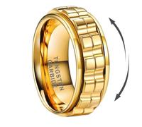 TUTISS 8mm Silver/Black/Gold Tungsten Titanium Spinner Rings for Men Women Anxiety Released Promise Engagement Wedding Bands Stepped Polished Shiny Comfort Fit, Metal, No Gemstone