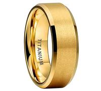 TUTISS 8mm Silver/Black/Gunmetal/Gold Titanium Rings for Men Women Engagement Wedding Bands Matte Finish Beveled Edges Comfort Fit, Metal, No Gemstone