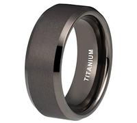 TUTISS 8mm Silver/Black/Gunmetal/Gold Titanium Rings for Men Women Engagement Wedding Bands Matte Finish Beveled Edges Comfort Fit, Metal, No Gemstone
