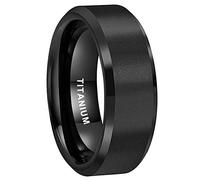 TUTISS 8mm Silver/Black/Gunmetal/Gold Titanium Rings for Men Women Engagement Wedding Bands Matte Finish Beveled Edges Comfort Fit, Metal, No Gemstone