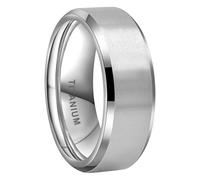 TUTISS 8mm Silver/Black/Gunmetal/Gold Titanium Rings for Men Women Engagement Wedding Bands Matte Finish Beveled Edges Comfort Fit, Metal, No Gemstone