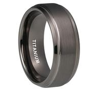 TUTISS 8mm Silver/Black/Gunmetal Titanium Rings for Men Women Engagement Wedding Bands Matte Finish Stepped Beveled Edges Comfort Fit, Metal, No Gemstone