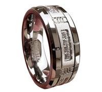 TUTISS 8mm Tungsten Rings for Couple Men Women Cubic Zirconia Cz Stone All Around Eternity Anniversary Engagement Wedding Bands Fashion Jewelry Matte Polished Comfort Fit, Metal, No Gemstone