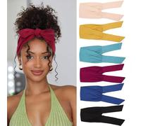 TuTive 6 Pieces Adjustable Stretchy Headbands for Women, African Turbans Absorbed Sport Headband Soft Twist Knotted Headbands Non Slip Headbands for Women for Daily Life Yoga Workout