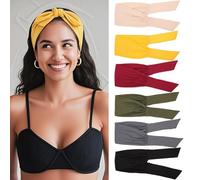 TuTive 6 Pieces Knotted Headbands Adjustable Stretchy Women Headbands African Wide Hair Wrap Extra Turban Head Bands for Lady Large Sport Workout Stretch Non-slip Big Hair Bands