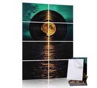 Tutmyrea 8 Pack Art Acoustic Panels, 48"X32" Self-adhesive Soundproof Wall Panels, Decorative Sound Absorbing Panels, Acoustic Treatment for Studio Home Office (Retro Record Sunset)