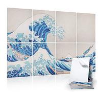 Tutmyrea Art Acoustic Panels, 48" x 32" Self-adhesive Sound Proofing Padding 8 Pack Acoustical Soundproof Wall Panels, Decorative Sound Absorbing Panels for Home Office (The Great Wave Off Kanagawa)