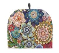 Tutolipy Boho Mandala Floral Tea Cozy Insulated Tea Pot Dust Cover Teapot Cozy Breakfast Keep Warmer Tea Pot Cover Foldable Tea Kettle Protector for Home Kitchen Tabletop Decor