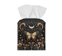 Tutolipy Butterfly Tissue Cover Novelty Case Box with Bottom Belt Tissue Box Holder Square Tissue Dispenser Box Novelty for Bathroom Office Parlor Moon Night Decor