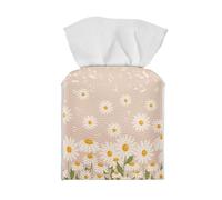 Tutolipy Daisy Music Note Print Tissue Box Cover Square Cube Tissue Box Cover PU Leather Tissue Covers Holder for Dresser Bathroom Bedroom Office Kitchen Pink