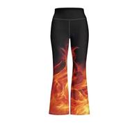 Tutolipy Kids Youth Yoga Dance High Waist Bootcut Sweatpants, Burning Flames, 11-12 Years