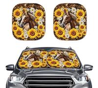 Tutolipy Leopard Print Sun Shade for Car Sunflower Daisy Window Sun Shade Horse Front Screen Sunblock Foldable UV Windshield Shade 2 Pack Protection