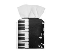 Tutolipy Music Note Print Tissue Box Cover Square Cube Novelty Tissue Paper Box Cover PU Leather Tissue Covers Holder for Dresser Bathroom Bedroom Office Kitchen