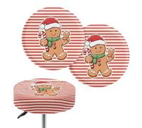 Tutolipy Red Stripe Stool Cover 2 Pack Gingerbread Man Bar Stool Covers Washable Dust-Proof Chair Seat Cushion Cover Xmas Decoration Barstool Protector with Elastic