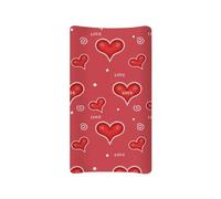 Tutolipy Stretchy Diaper Changing Table Cover, Snug and Soft Change Table Pad Covers Fit 16 * 32 Inches, Hearts Red