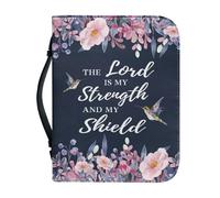 Tutolipy The Lord is My Strength and Shield Bible Cover Waterproof PU Leather Bible Book Cover Multifunction Handbag Church Bag for Women