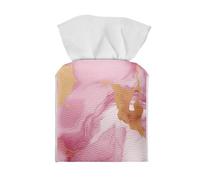 Tutolipy Tissue Box Cover Decorative Holder PU Leather Square Novelty Case Dispenser for End Table, Office Desk, Nightstand, Home Decoration, Pink Marble
