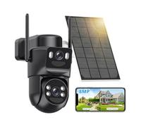 Tutoview 4K Solar Security Cameras Wireless Outdoor Battery Powered, 5GHz & 2.4GHz Dual Lens Bullet & 360PTZ Linkage with Solar Panel, 8X Digital Zoom, Color Night Vision, Motion Detection (Black)