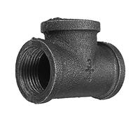 TuToy 1/2" 3/4" 1" Equal Tee 3 Way Pipe Malleable Iron Black Pipes Fittings Female Tube Connector - 3/4 Inch