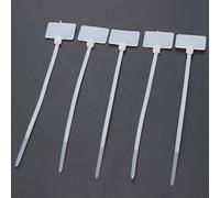 Tutoy 100pcs White Nylon Zip Cable Tie Label Strap Strip With Marking Tag 3X100mm