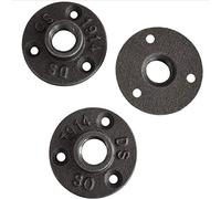 TuToy 10Pcs 1/2 Or 3/4 Inch Black Flange Iron Pipe Floor Fitting Plumbing Threaded Three Holes Flange,Vintage Retro Steampunk Industrial Pipe Pipe Fittings- 3/4 Inch