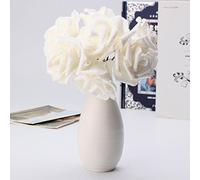 Tutoy 7Pcs Artificial Bouquet Glitter Foam Artificial Flowers Wedding Bridal Party Decor DIY Rose - White
