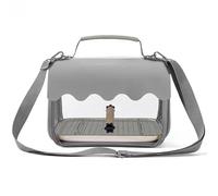Tutoy Portable Bird Carrier Bag for Parrots, Transparent Breathable Travel Cage with Perch, Grey (S)