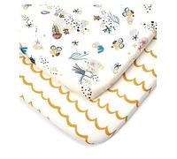 Tutti Bambini Premium Crib Sheets (2-Pack) - Soft Bamboo Jersey Next to Me and CoZee Sheets, Breathable, Double Strength (Our Planet)
