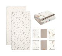 Tutti Bambini Cot Bed Bundle - 2-Pack Sheets, Coverlet, Cot Wraps | Soft 100% Cotton Beige & Cream Toddler Bedding Set, Single, Next to Me Crib, Moses Basket Sheets, Cotbed Fitted Sheet - Cocoon