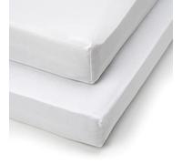 Tutti Bambini Cot Bed Fitted Sheets Cotton 2 Pack - White - 140x70cm | Soft organic cotton fitted sheets designed for 70x140cm cot beds. Breathable, gentle and easy-care nursery bedding.