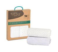 Tutti Bambini CoZee Crib Fitted Sheets (2 Pack) - Grey/Cloud 100% Cotton Sheets - For CoZee Bedside Crib