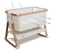 Tutti Bambini CoZee® Air Bedside Crib 0-6 Months - Walnut & Ecru | Extra ventilation keeps air flowing all night. Converts to standalone cot, 60-sec setup, mattress included (0-6m).