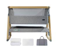 Tutti Bambini Cozee Air Bedside Crib with Mattress & 2 Fitted Sheets - Oak & Charcoal